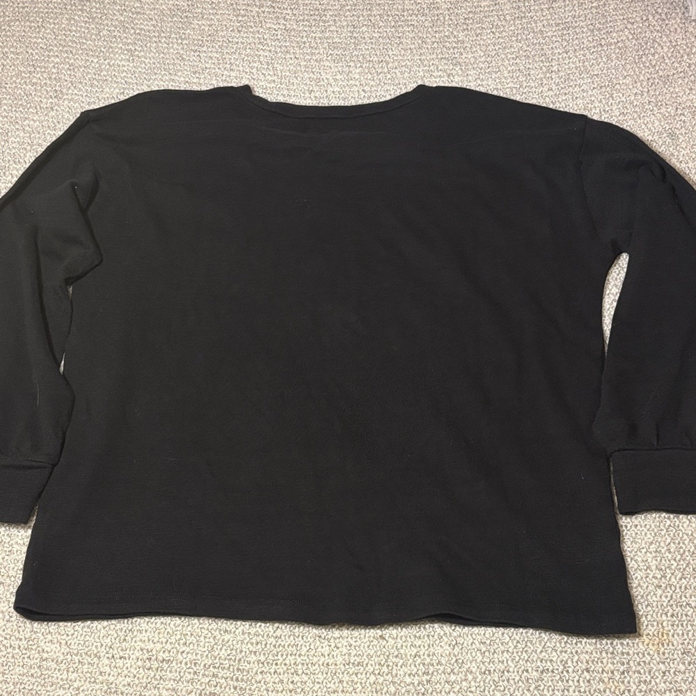 LOFT Black Sweater with Shoulder Buttons - Picture 8 of 9